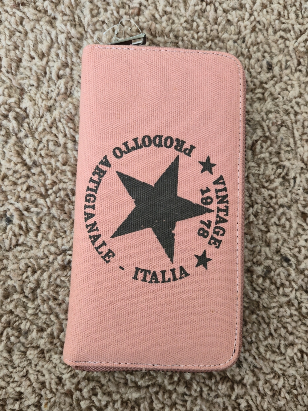 Y2K Dusty Pink Star Zip-Around Italia Wallet